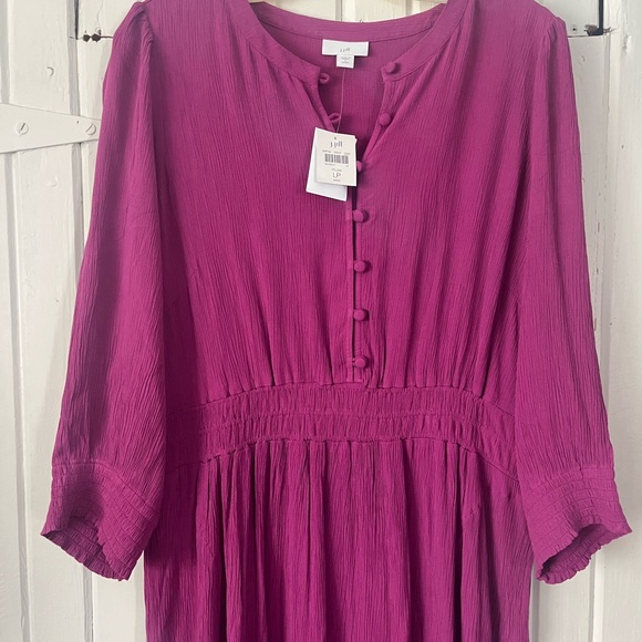 NWT J. Jill Smocked-Details Tiered Dress SZ Large Petite, Plum - Picture 4 of 8